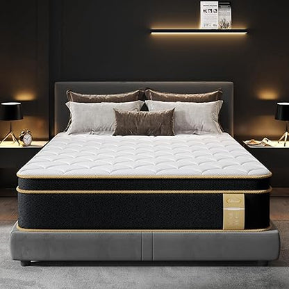 Mattress, Gel Memory Foam Hybrid Mattress in a Box, Full Size Bed for Pressure and Pain Relief, Medium Plush, Individual Pocketed Coils